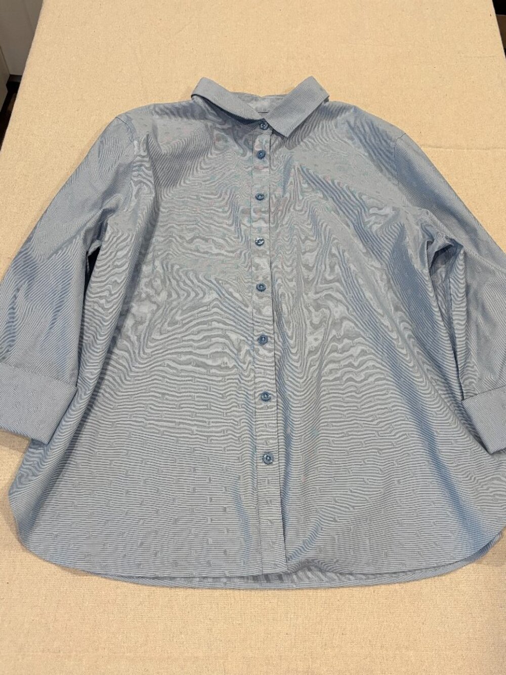 Chico's Button Down Shirt Womens Size 14 Blue Work Career NEW